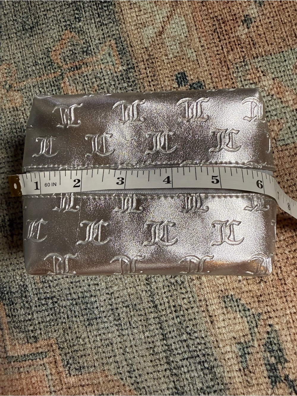 Juicy Couture Metallic Silver Embossed Makeup bag - Picture 5 of 7